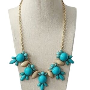 Vintage J. Crew Teal & cream statement necklace